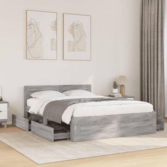 vidaXL Cama Con Cabecero Madera De Ingenier&iacute;a Gris Sonoma 120x200 Cm Vidaxl