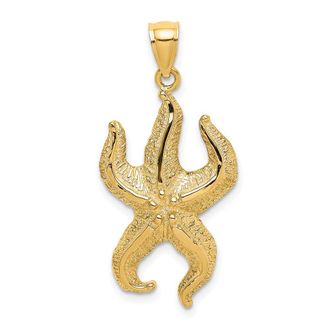 Diamond2Deal 10k Yellow Gold Textured Starfish Charm