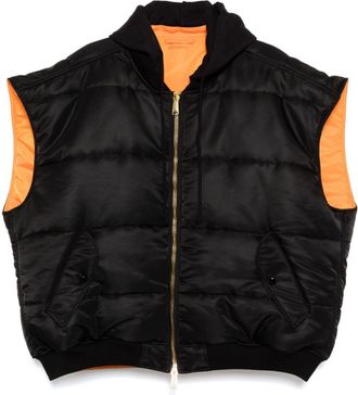 VETEMENTS hooded logo bomber vest - Black