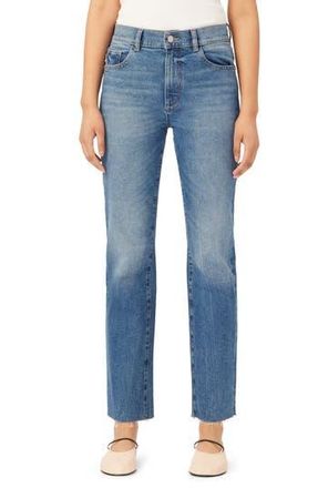 DL1961 Patti Frayed High Waist Ankle Straight Leg Jeans in Driggs (Vintage) at Nordstrom Rack, Size 24
