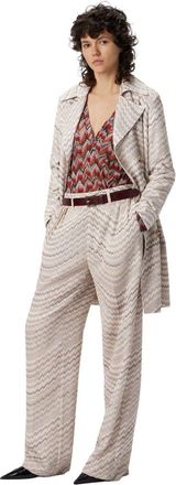 Missoni Double-breasted Trench Coat With Wavy Zigzag Pattern in White & Beige at Nordstrom, Size 44 It