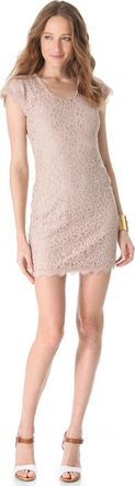 Diane Von F&uuml;rstenberg DVF Nude Lace Wanda Mini Dress Size M