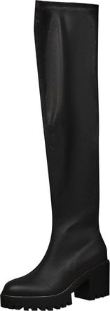 Generic Womens Platform Over The Knee Boots Round Toe Thigh High Long Chunky Block Heels Fall Womens Thigh High Boots Chunky Sole Stretch Upper Waterproof Bik