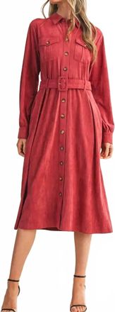 Merci Rosewood Belted Dress In Berry