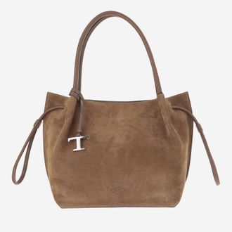 Tod's Womens Suede Shoulder Bag Brown Calfskin