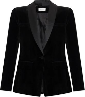 Balmain Fluwelen Blazer Met Enkele Split - Dames - Blazers - Zwart - M - Leer - Jassen