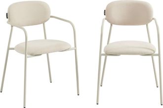 Pantone Lote de 2 sillas de tela y patas de metal beige arena