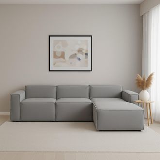 Dmora Sof&aacute; Fijo Ddzek, Sof&aacute; Modular 3 Plazas Pen&iacute;nsula Derecha, 100% Made In Italy, Sof&aacute; Moderno En Tela, Cm 300x170h70, Gris - Dmora