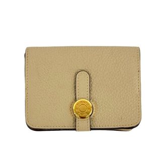 Herm&egrave;s Beige Taurillon Clemence Leather Coin Purse/Coin Case (Pre-Owned)