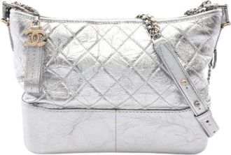 Chanel Pre-owned Gabrielle Hobo Leren Schoudertas - Dames - Vintage Schoudertas - Grijs - ONE Size - Leer - Vintage