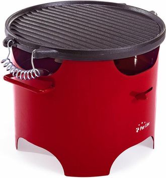 Purline Barbacoa De Etanol 0.5l En Acero Rojo Y Plancha Redonda De Hierro