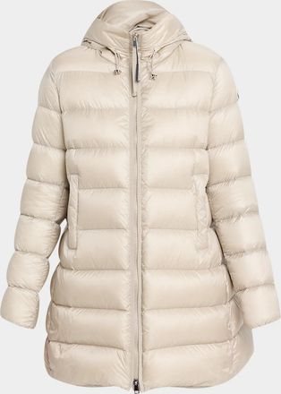 Moncler Suyenne Hooded Mid-Length Down Jacket