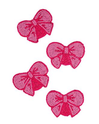 Tiramisu Set Of 4 Darling Pink Bow Beaded Coasters