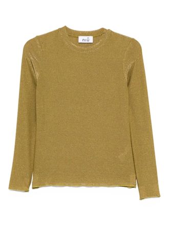 Niù crew-neck glitter T-shirt - Green