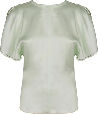 Victoria Beckham Top met gedrapeerde plooien - Dames - Blouses - Groen - XS - Overhemden