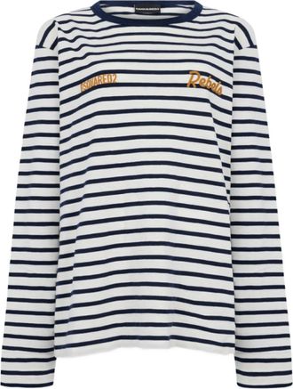 Dsquared2 Black Crew Neck Stripes Logo T-Shirt