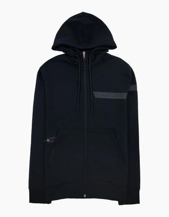 HUGO BOSS Mens Hugo Boss Saggy 1 Stripe Logo Zip Up Hoody Navy 402 - Size: 40