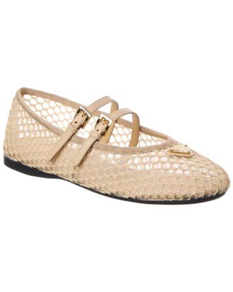 Prada Mesh & Leather Ballerina Flat