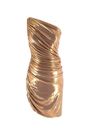 Norma Kamali Gold Lame Diana Mini Dress Size XS
