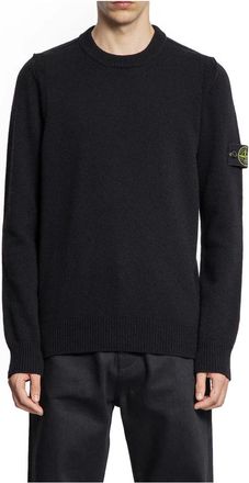 Stone Island Truien & Vesten, Heren, Zwart, 2Xl, Wol, Lamswol Trui met Ronde Hals