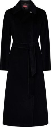 Max Mara Belted Coat - Dames - Jas met riem - Zwart - S - Wol - Jassen