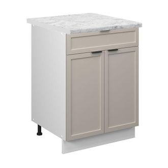 Vicco Mueble Bajo De Cocina Fame-line, Grisbeige, 60 Cm Con Caj&oacute;n, Et M&aacute;rmol