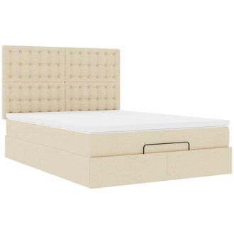 vidaXL Vidaxl - Estructura De Cama Otomana Con Colch&oacute;n Tela Crema 140x200cm
