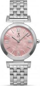 Allurez Womens Pink Mother of Pearl Stainless Steel Watch