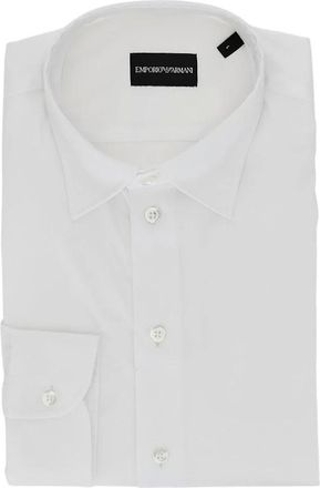 Emporio Armani Camicia in twill di cotone stretch - - Shirts - Uomo - Bianco - S