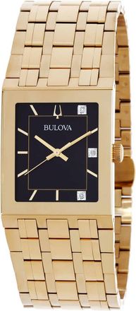 Bulova Quadra Quartz Diamond Black Dial Ladies Watch 97D132