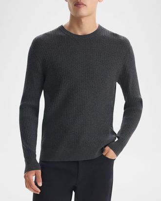 Theory Mens Riland Cable-Knit Crewneck Sweater