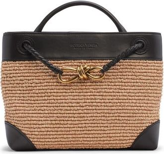 Bottega Veneta Small Andiamo Raffia & Leather Shoulder Bag in Natural/espresso at Nordstrom