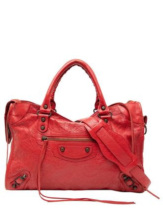 Balenciaga 2018 Lambskin Motocross Classic City satchel - Red