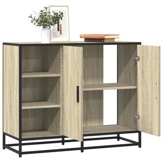 Berkfield Home Sideboard Sonoma Oak 92x35x76 cm Engineered Wood in Brown | Size: 92 x 35 x 76 cm