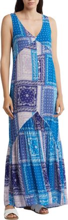 Lovestitch V-Neck Tank Maxi Dress In Paisley Patchwork