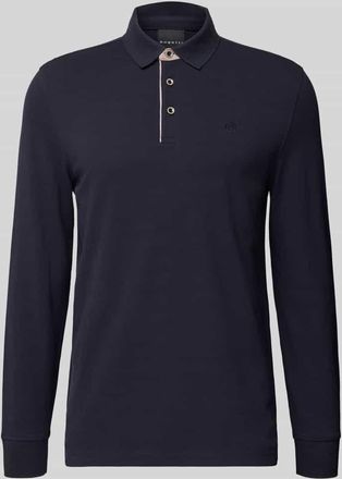 Bugatti Regular Fit Poloshirt mit Kontrastkragen und Label-Stitching in Marine, Gr&ouml;&szlig;e 3XL