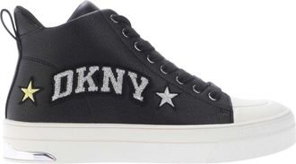 DKNY Dames Yaser Ster Leer Veterschoen Enkellaarzen (Zwart)