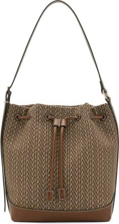 Mango Logo Jacquard Bucket Bag in Chocolate at Nordstrom