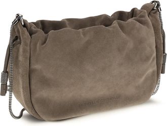 Brunello Cucinelli Womens Suede Shoulder Bag Taiga Calf Leather Bos Taurus