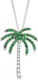 Allurez Tsavorite & Diamond Palm Tree Necklace 14k White Gold (0.30ct)