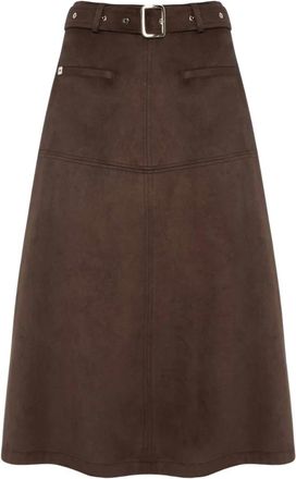 Manila Grace Gonna Midi Svasata con Cintura - - Skirts - Donna - Marrone - S