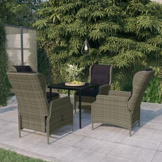 vidaXL Juego De Comedor De Jard&iacute;n 5 Piezas Con Cojines Marr&oacute;n Vidaxl