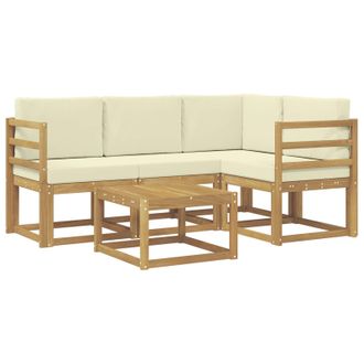 vidaXL Conjunto De Sof&aacute;s De Exterior Con Coj&iacute;n 5 Pcs Blanco Y Crema Vidaxl
