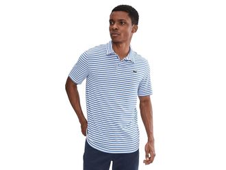 Lacoste Regular Fit Ultra Dry Striped Golf Polo Shirt Mens Clothing Blue/White : 7 (2XL), Elastane/Polyester