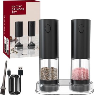 No Brand Juego De Molinillos El&eacute;ctricos De Pimienta Y Sal, Recargables, Con Ajuste De Molienda, Incluye Base De Almacenamiento, Electrodom&eacute;sticos De Cocina, Co