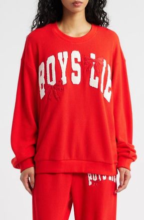 Boys Lie Wrap Me in in a Bow Kara Crewneck Sweatshirt in Red at Nordstrom, Size X-Small