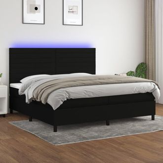 vidaXL Vidaxl - Cama Box Spring Colch&oacute;n Y Luces Led Tela Negro 200x200 Cm