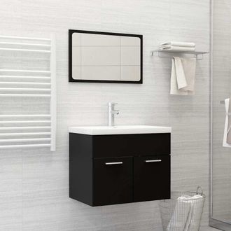 vidaXL Conjunto De Muebles De Ba&ntilde;o 2 Pzas Madera Contrachapada Negro Vidaxl