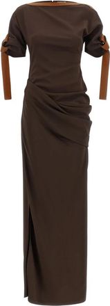 Ferragamo Lange Jurk van Viscose - Dames - Maxi kleedjes - Bruin - 2XS - Kleedjes