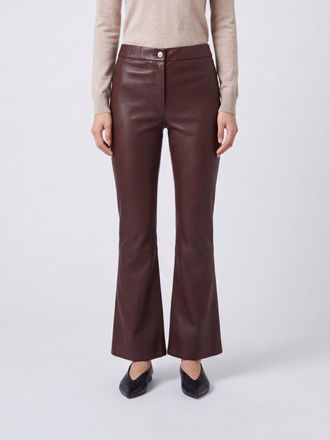 Arma Pantaloni flared a vita media in pelle di agnello con tasche a filetto